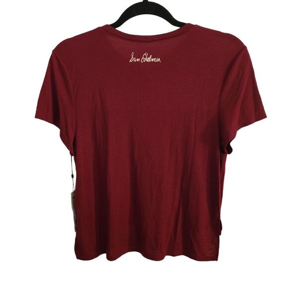 Sam Edelman Slogan High-Low Tee Wine Size XS - Picture 2 of 10
